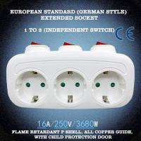 Enchufe Eléctrico Europeo Con Interruptor ON/OFF Montado En La Pared Adaptador De Extensión De 1 a 3 Maneras Estándar Alemana - details 7