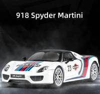 Modelo a Escala 1:18 Porsche 918 Spyder Martini Racing Aleación Vehículo Diecast Metal Simulación De Sonido Y Luz Juguete Para Niños Regalo - details 0