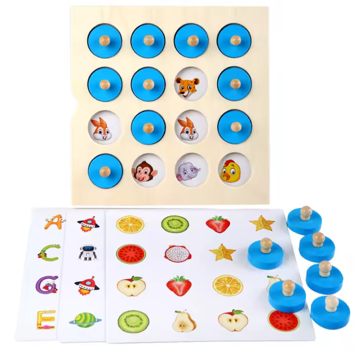 Juego De Ajedrez De Memoria Para Niños Tablero De Madera Educativo Juguete Montessori De Aprendizaje Temprano Regalos Para Niños Con Imágenes Instantáneas - 1