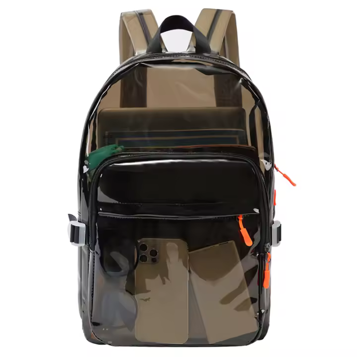 Mochila Transparente De PVC Para Mujer TINYAT Casual Multibolsillos Impermeable Con Bolsillo Para Portátil Escolar Deportiva Al Aire Libre - 1