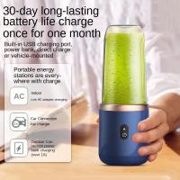 Mini licuadora de frutas portátil de 400 ml con 6 cuchillas de acero inoxidable Licuadora personal para batidos de verduras Licuadora eléctrica recargable por USB + Taza deportiva con tapa - Azul - details 1