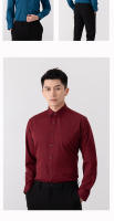 Camisa Larga De Manga Para Hombre Color Sólido Antiarrugas Negocios Casuales Social Slim Fit Antigüice Para Caballeros - details 14