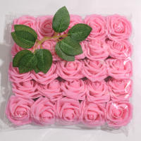 25pcs/Lote Rosa Artificial De PE De Alta Calidad Con Tallo Para Decoración De Boda Fiesta Cumpleaños Scrapbook Supplies - details 24