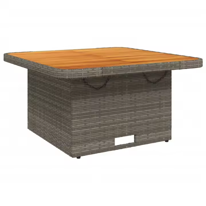 Mesa de Jardín sintético y Madera Acacia gris 80x80x71 cm - 1