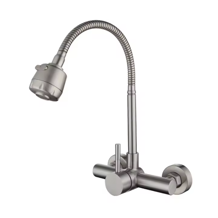 Grifo de cocina Grifo de fregadero montado en La Parada de Maple inoxidable 304, Grifo giratorio de 360 ° con Manguera flexible - 1