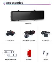 Junsun 11.26”  Cámara de salpicadero DVR de coche con CarPlay y Android Auto inalámbrico, pantalla dual espejo retrovisor de FHD 1080P grabadora de video en streaming - details 15