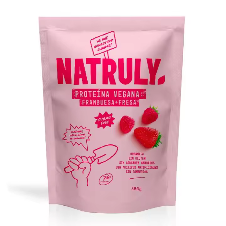Natruly Proteína Vegana Frambuesa Fresa, 350g - 1