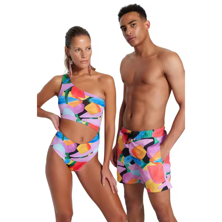 Trendyol Multicolored Standard Abstract Patterned Swimsuit Swim Shorts Tmnss23Ds00001 - 1