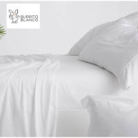 Burrito Blanco Juego de Sábanas de Algodón Saten 300 Hilos Modelo 405 BLANCO de 150 cm - details 1