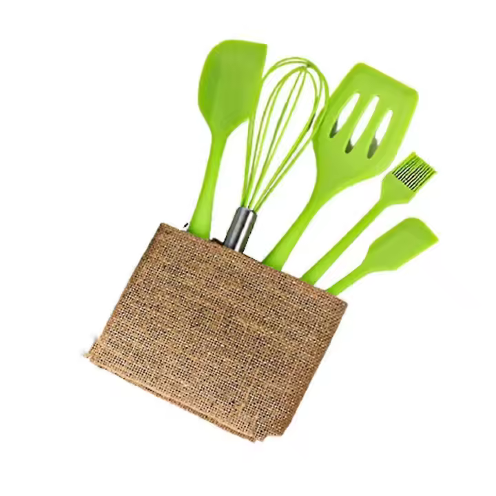 Juego de instrumentos de silicona para hornear, 5 piezas, espátula, Aceite, Cuchillo, Green, 11 - 1