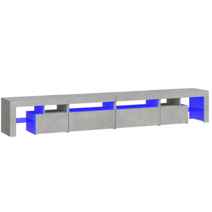 vidaXL Mueble de TV con luces LED gris hormigón 260x36,5x40 cm - 1