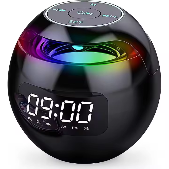 El despertador para dormitorios, radios digitales con Bluetooth, alarmas duales, luz ambiental, reloj para personas con sueño profundo, puerto de carga USB 12/24H para - 1