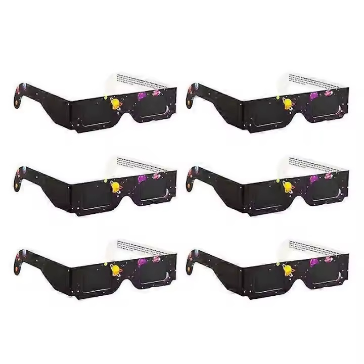 Paquete de 6 gafas de papel para eclipses solares, sombra de eclipse para ver el sol directamente, gafas seguras para ver el sol directamente - 1