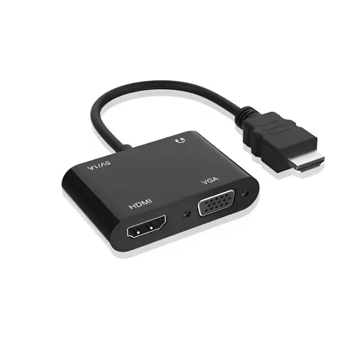 Adaptador Splitter 2-en-1 1080P HDMI Compatible VGA Con Audio 3.5mm Compatible Con Laptops Y Monitores Cable HDMI-Compatible - 1