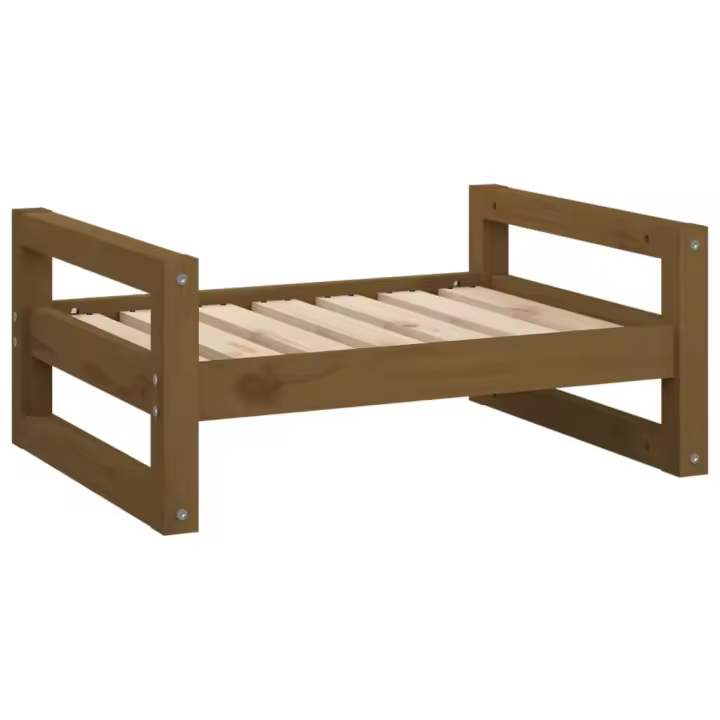 Cama para Perros Madera maciza Pino marrón Miel 65,5x50,5x28 cm - 1