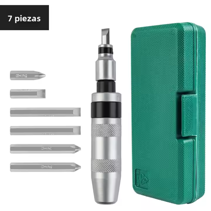 Kit De Destornilladores Manuales De Impacto 7/12 PCS Portátil Y Reversible Para Reparación Doméstica Sin Cable Herramienta De Mantenimiento Con Varillas De Acero Cromo Vanadio - 1