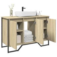 vidaXL Armario lavabo baño madera ingeniería 91x35x60 cm en color Roble ahumado/Marrón roble/Gris sonoma y más | almacenamiento funcional diseño moderno para baño dormitorio sala - details 3