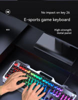Teclado Mecánico Con Cable EWEADN GX810 Panel Metálico Con Botón Multimedia Y Soporte Para Móvil Para Juegos Y Oficina Negro - details 0