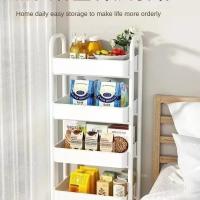 Estante De Almacenamiento Multicapa Móvil Para Cocina Dormitorio Baño Con Carro De Trolley Para Snacks De Bebé En Color Blanco Y Negro - details 5