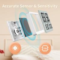 Termómetro de Habitación para interiores - Higrómetro Monitor de temp y humedad con sensor de Alta precisión Pantalla LCD Reloj de fecha grande para Cocina Habitación de Bebé Oficina (Blanco) - details 0