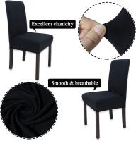 4 piezas de funda de silla elástica moderna, fundas de silla elásticas extraíbles lavables, funda de silla para decoración de habitaciones, hotel y wedg (negro) - details 1