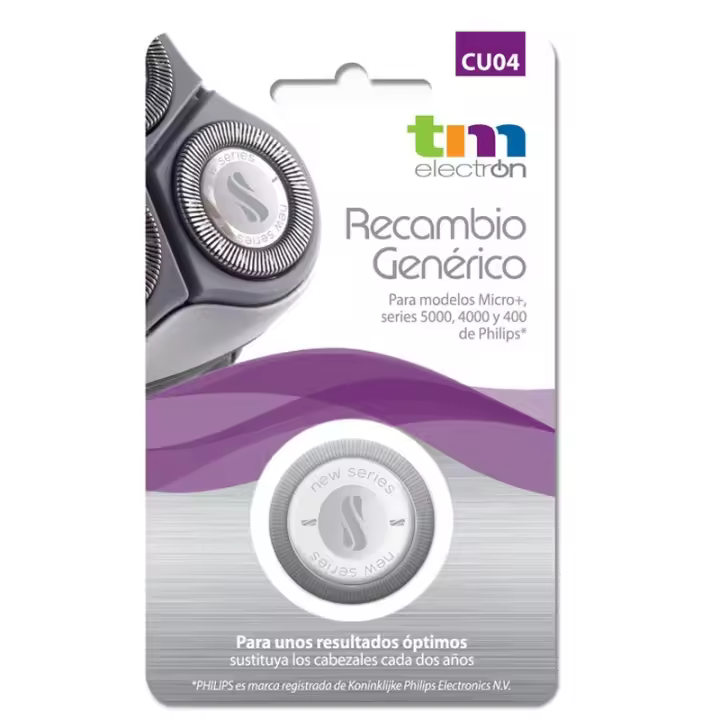 TM Electron Electron Electron Electron Electron Electron Cuchilla Compatible Afeitadora Philips HQ4 Genérica - Repuesto para Micro+ y Series 5000/4000/400 - Alta Calidad - 1