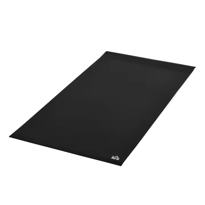 HOMCOM Esterilla protectora de suelo para aparatos de fitness, esterilla deportiva multifuncional, esterilla de gimnasia, esterilla de yoga, equipo de fitness antideslizante para bicicletas estáticas, elípticas, cinta de correr, negro, 180 x 90 x 0,6 cm - 1