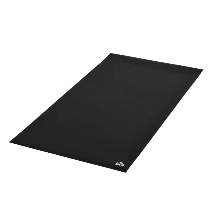 HOMCOM Esterilla protectora de suelo para aparatos de fitness, esterilla deportiva multifuncional, esterilla de gimnasia, esterilla de yoga, equipo de fitness antideslizante para bicicletas estáticas, elípticas, cinta de correr, negro, 180 x 90 x 0,6 cm - 1