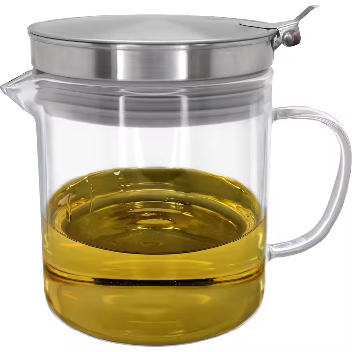 [500ML] Aceitera de borosilicato para Aceite Reciclado de Carne o Pescado, Con tapa y filtro de Acero, Aceitera Reciclaje de Vidrio con tapa Metalica, Aceitera Cristal Multiuso. - 1