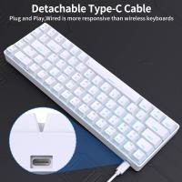 T68SE Teclado Mecánico Gaming Mini 60% Red Switch Mechanical Keyboard con Retroiluminación LED Cable USB-Type C Teclado Ultra-Compacto 68 Teclas Anti-Fantasma US Layout para PC/Windows - details 3