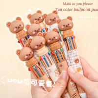 10 Colores De Estilo Kawaii Oso Peluche Pluma De Presión Multicolor Para Estudiantes Suministros De Papelería Pluma De Bola De Plástico - details 0