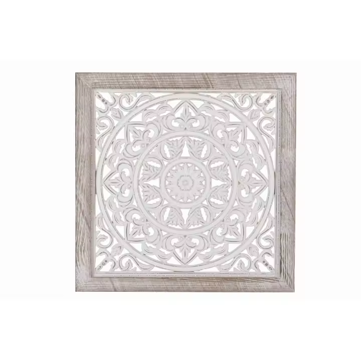 Adda Home Cuadro Madera Calada Blanco 43x43 Cm - Decoración de Pared - 1