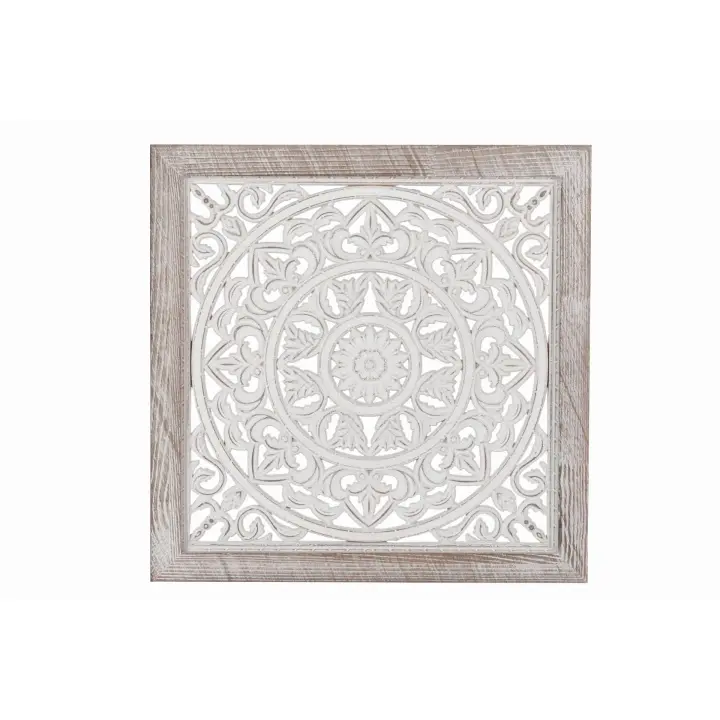 Adda Home Cuadro Madera Calada Blanco 43x43 Cm - Decoración de Pared - 1