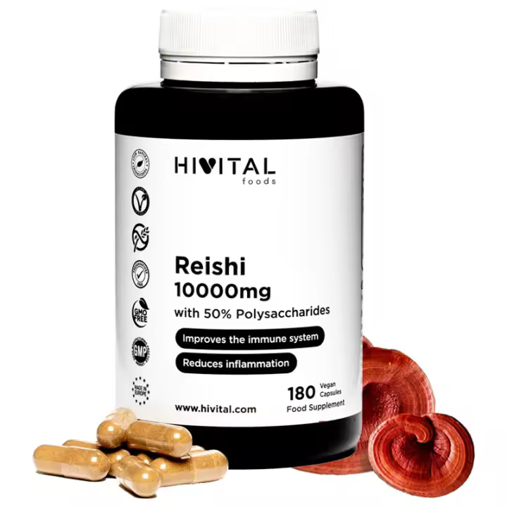 Reishi puro 10000 mg. 180 cápsulas veganas para 6 meses. Hivital - 1