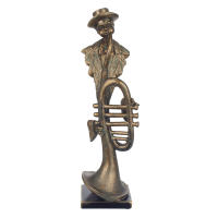 CAPRILO REGALOS & DECORACIÓN Figura Decorativa de Resina Bronce "Hombre Músico Trompeta". Adornos y Esculturas. Figuras Elegantes. Decoración Hogar. Regalos Originales. 12 x 11 x 42 cm - details 0
