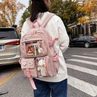 Mochila Kawaii Aesthetic Para Mujer Estudiante Con Accesorios Lindos Bolsa Escolar Japonesa Coreana Rucksack De Nylon Para Adolescentes - details 9