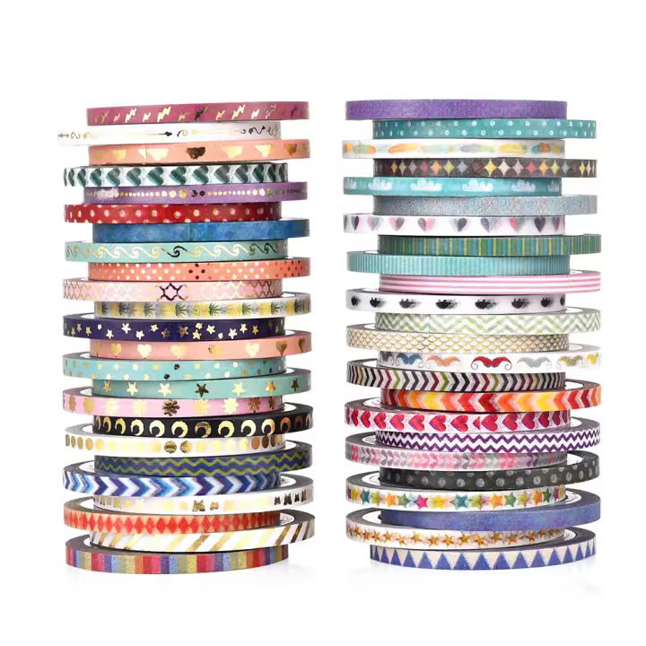 Agutape Set De 48 Rolls De Cinta De Washi Dorada De Plata De 3MM Ancho Cinta Decorativa Y De Protección Para DIY - 1