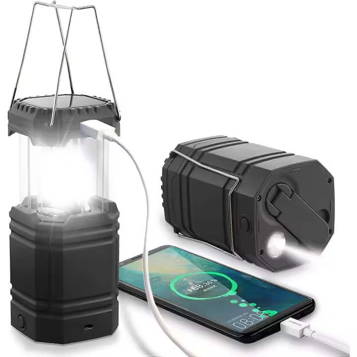 Solar LED Camping Lamp - Waterproof Lantern with Hand Crank - 1