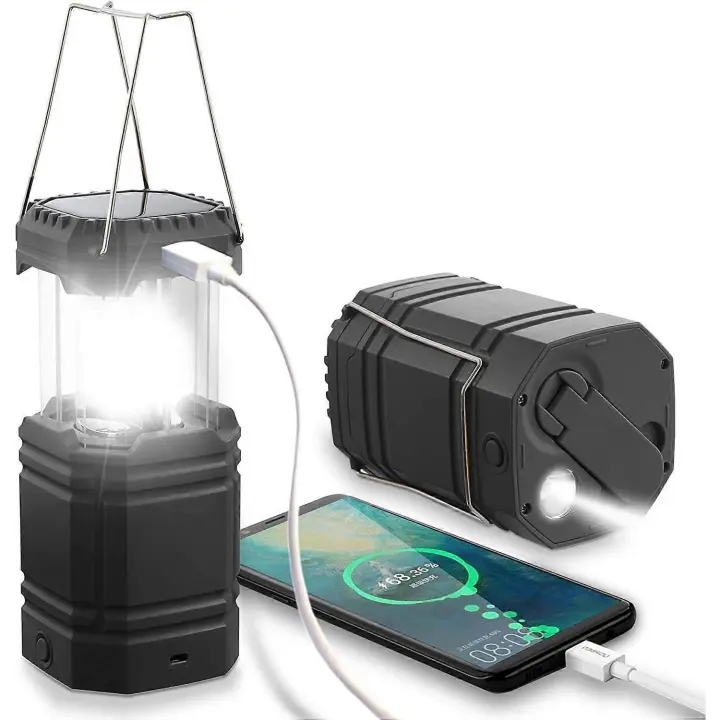 Solar LED Camping Lamp - Waterproof Lantern with Hand Crank - 1