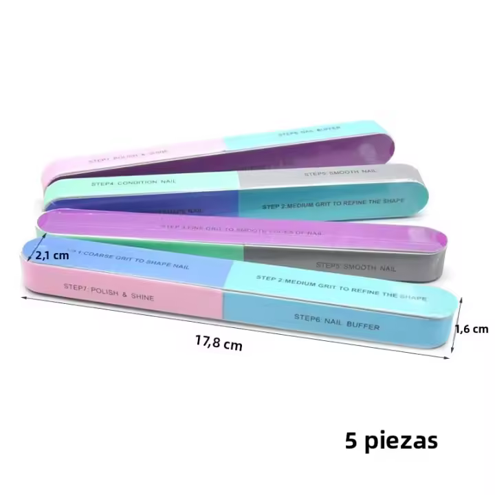 JEARLYU 5PCs Bloque De Pulido Para Uñas Profesional 7 Lados Polidor De Manicura Accesorios De Polvo De Herramientas De Cremas - 1