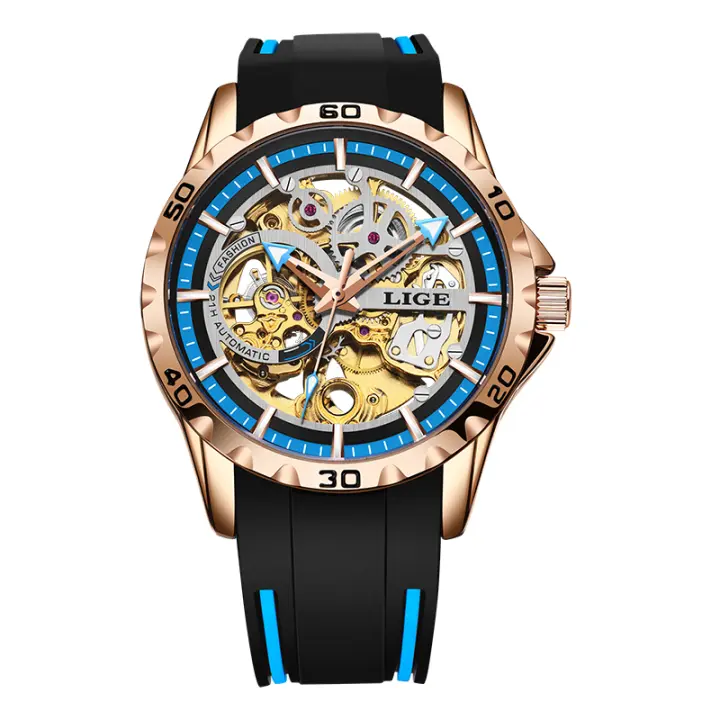 Reloj Mécanico LIGE Para Hombres Con Luz Táctil De Acero Inoxidable Reloj De Pulsera De Lujo Con Torbión Resistente Al Agua Y Luz En Manos - 1