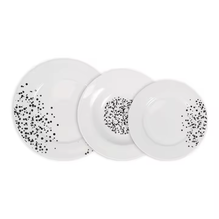 La Mediterránea - Vajilla completa 18 Piezas de Porcelana, Incluye 6 Platos Llanos de (24 cm), 6 Platos Hondos de (21,5 cm) y 6 Platos de Postre de (19 cm) - 1