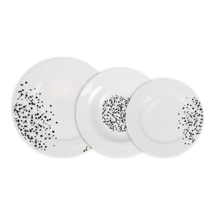 La Mediterránea - Vajilla completa 18 Piezas de Porcelana, Incluye 6 Platos Llanos de (24 cm), 6 Platos Hondos de (21,5 cm) y 6 Platos de Postre de (19 cm) - 1
