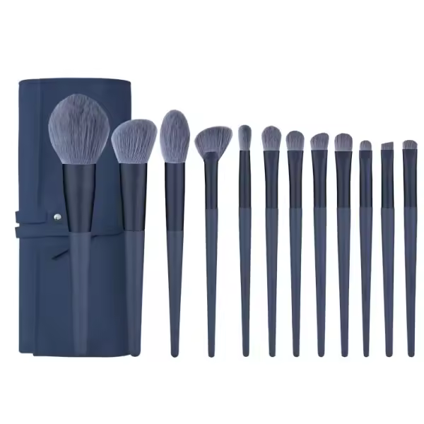Herramientas de belleza: 10 brochas de maquillaje, brocha azul ahumado + bolsa - 1