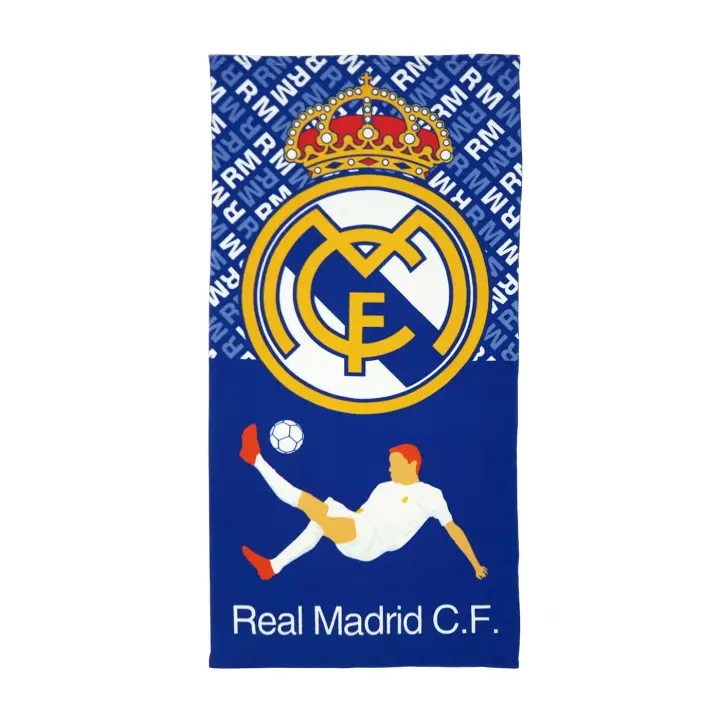 Real Madrid Toalla de Playa Microfibra, Toalla para Piscina, Baño, Gimnasio70x140cm, Toalla con Escudo Real Madrid Regalo Adultos y Niños, Cumpleaños, Comunión, Color Azul - 1