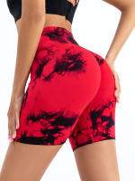 Shorts De Yoga Para Mujer Cintura Alta Sin Costuras Tie-Dye Elásticos Altos Transpirables Leggings De Gimnasio - details 6