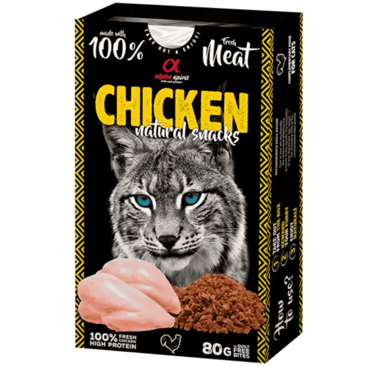 Alpha Spirit Snacks de Gato Natural sabor Pollo – Pack 6x80 g | 100% Natural y Sin Cereales - 1