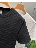 Camiseta De Hombre Elegante Y Lujosa a Cuadros Veraniega Con Mangas Cortas Estilo Casual Versátil De Terciopelo Suave Para Viajes - details 9