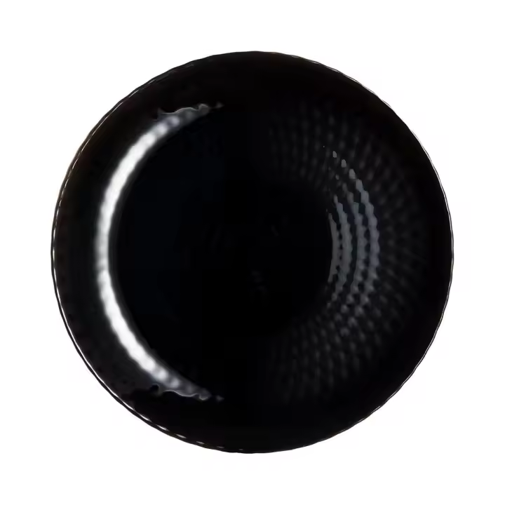 Luminarc Pampille Noir Plato Postre Vidrio 19CM Negro Con Relieve - Fabricado en Francia - 1