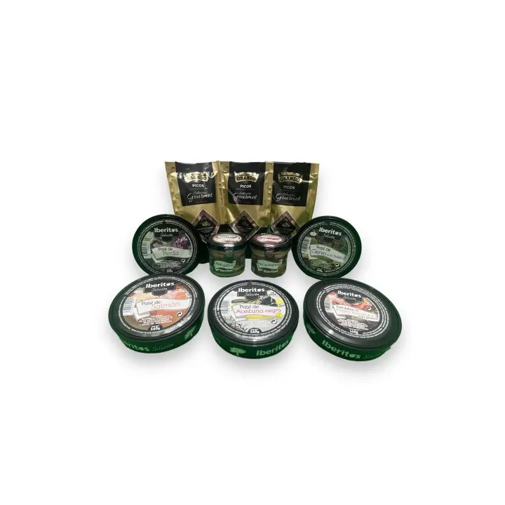 Vemosa Cesta Gourmet para Regalar, Lote con 7 Latas Patés Iberitos, 3 Paquetes Picos Artesanos Gourmet Obando, Cesta Regalo, Disfruta de nuestra selección Gourmet de Pates, Lote de pates ideal para regalo. - 1